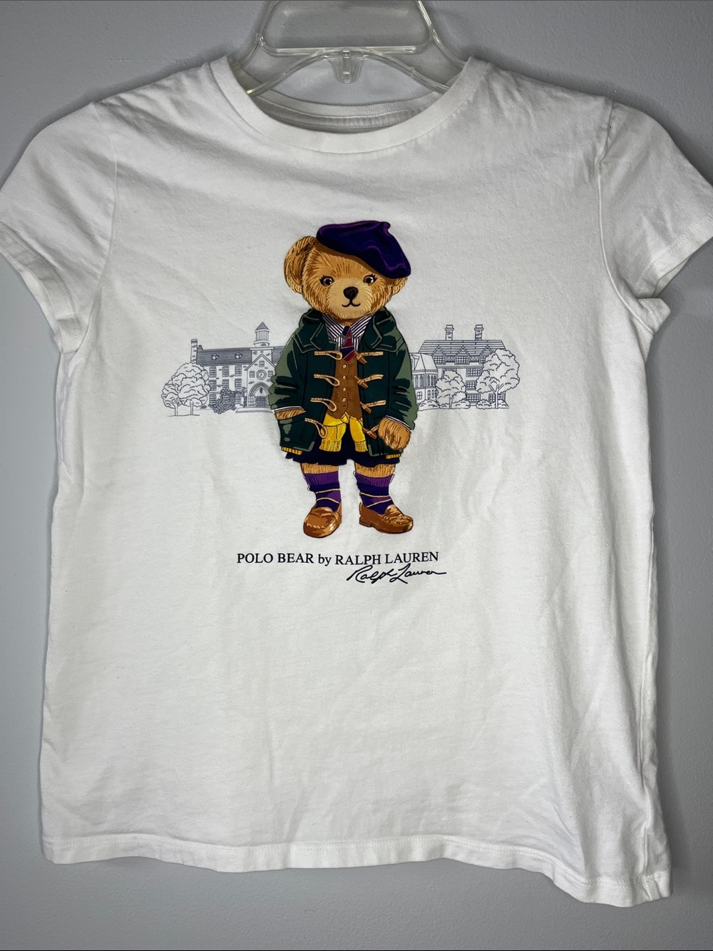 Polo Ralph Lauren little girls 100% cotton white short sleeve shirt polo bear